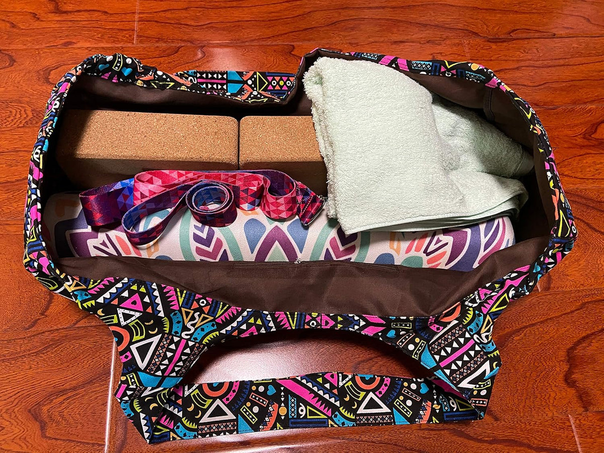 Premium Large Yoga Mat Tote Bag with Multi-Functional Storage Pockets - Lightweight & Durable Carrier for Your Yoga Essentials