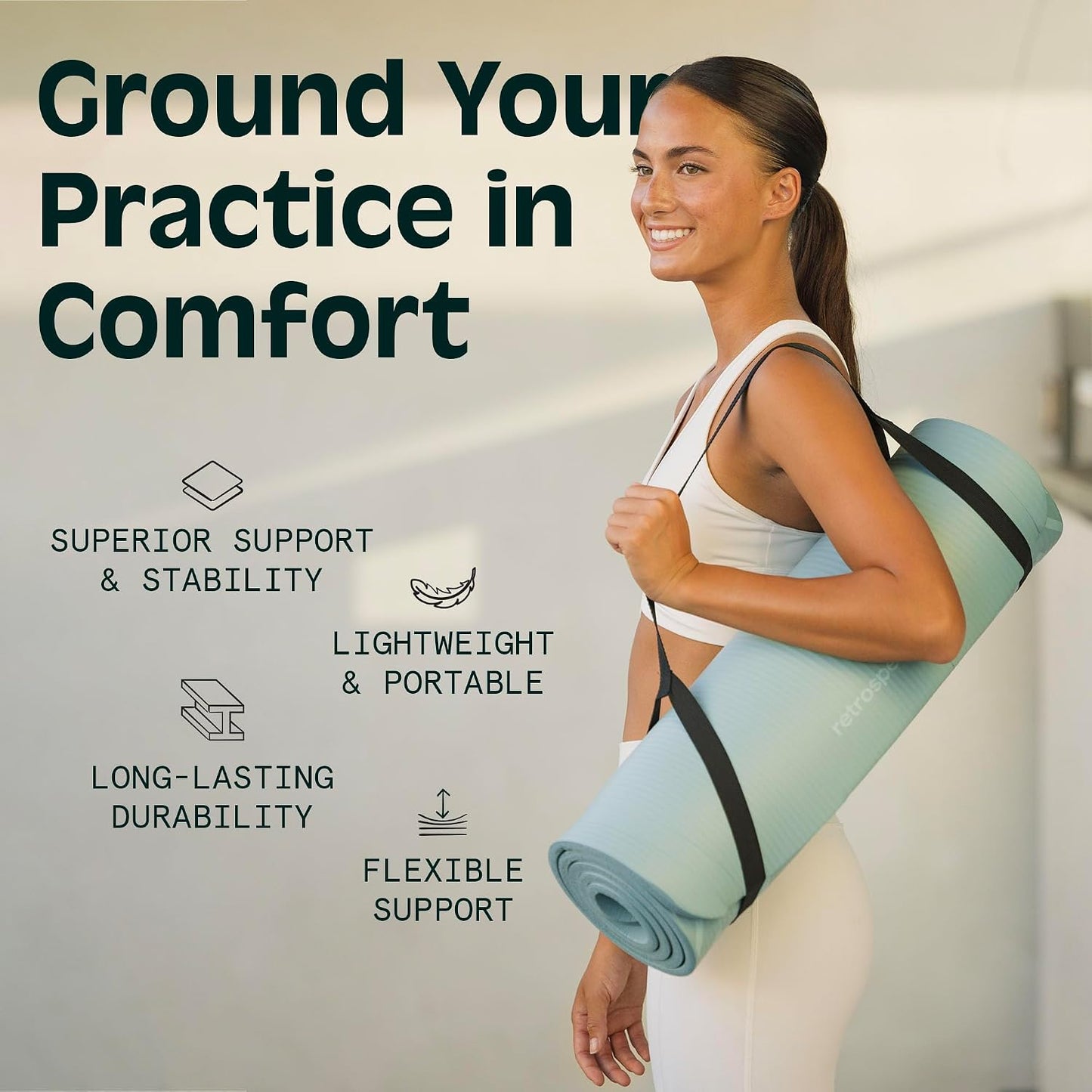Transform Your Fitness Routine with the Retrospec Solana Extra Thick Non-Slip Yoga Mat - 72x24 Inches of Comfort and Stability for Pilates, Stretching & More - BPA Free with Easy Carrying Strap
